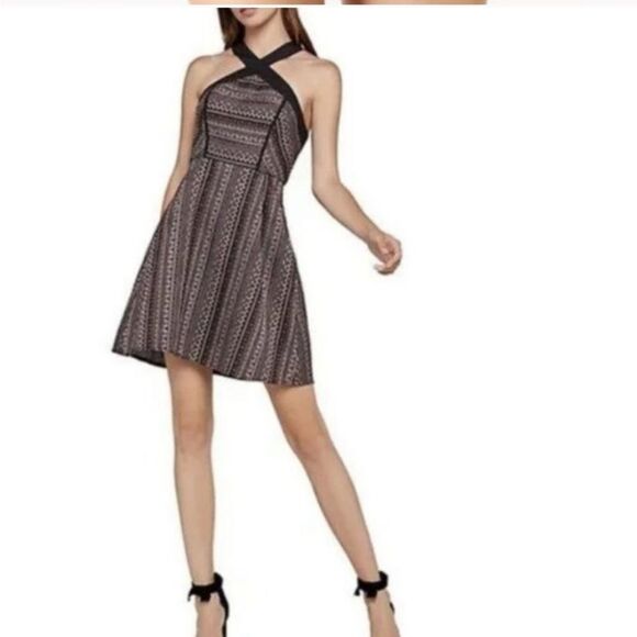 BCBGeneration Woven Fit and Flare Dress. Halter, Boho. - Picture 1 of 16